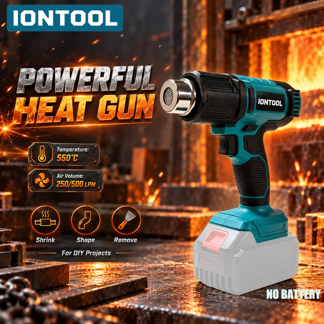 Cordless Heat Gun For Shrink Tubing - Pistolet thermique sans fil IONTOOL 550