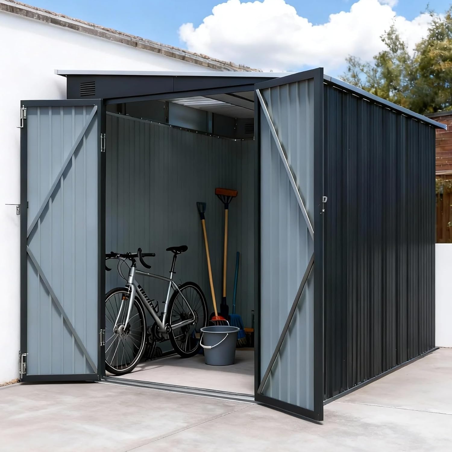 Abri métallique 6x8 FT avec po - Garden Tools avis et prix