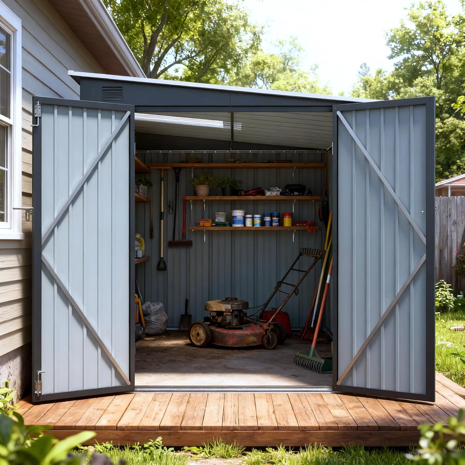 Abri métallique 6x8 FT avec po - Garden Tools avis et prix